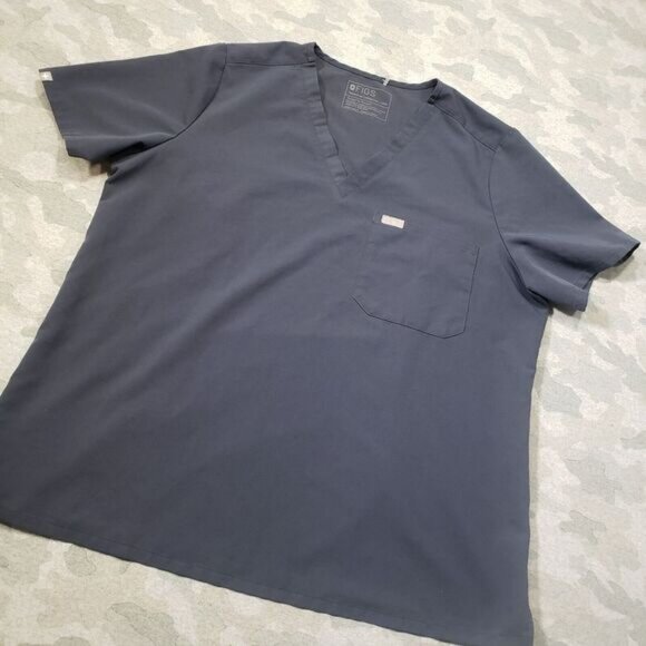 Figs Scrub Shirt‎ Womens 2XL Blue Short Sleeve Catarina One Pocket Medical - Picture 4 of 5
